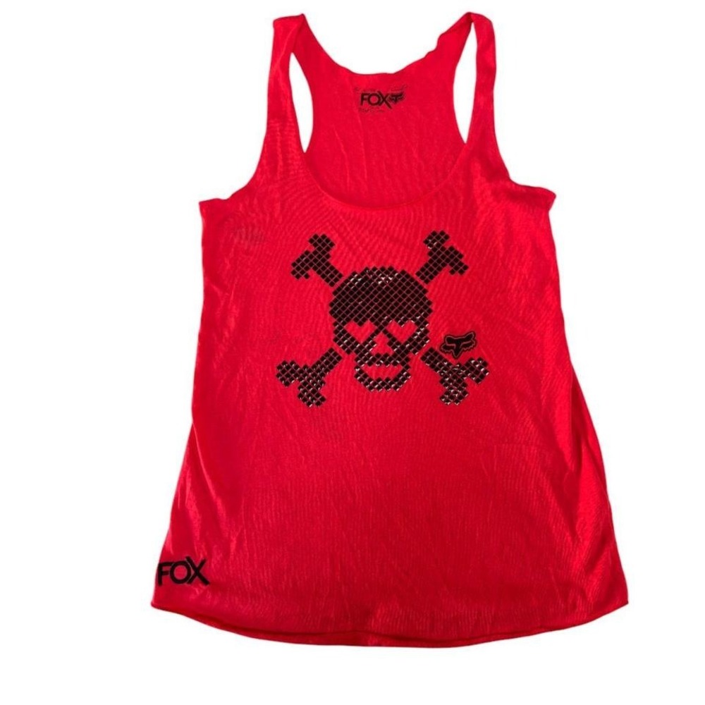 FOX GRUNGE SKULL GRAPHIC EMBELLISHED TANK TOP XSMALL-SMALL - Picture 2 of 4